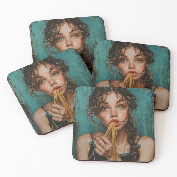 Item preview, Cute Chaos: Girl Eating Spaghetti designed and sold by Graph1cGlow.