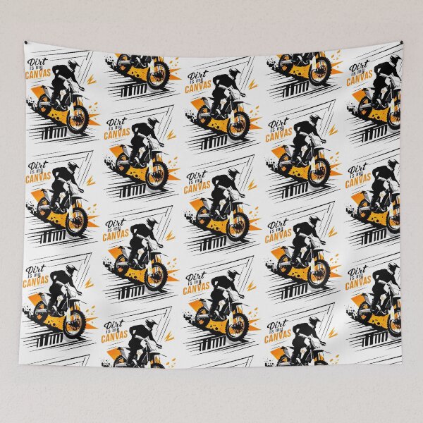 Item preview, Orange Fury on Grey Canvas: Motocross Artist Carves Thrills in Dirt designed and sold by SplashTastic.