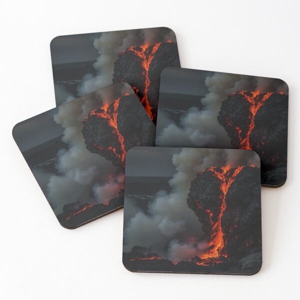 Item preview, Burning lava flowing from volcano into ocean designed and sold by SassyArtistry.