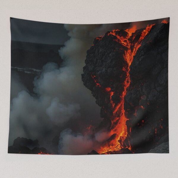 Item preview, Burning lava flowing from volcano into ocean designed and sold by SassyArtistry.