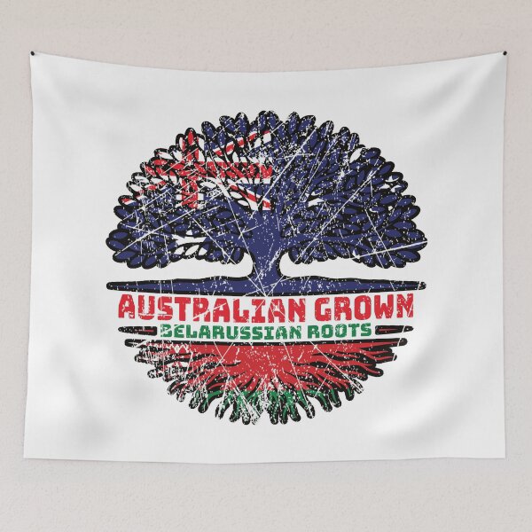 Item preview, Belarus Belarusian Belarussian Australian Australia Tree Roots Flag designed and sold by FlagX.