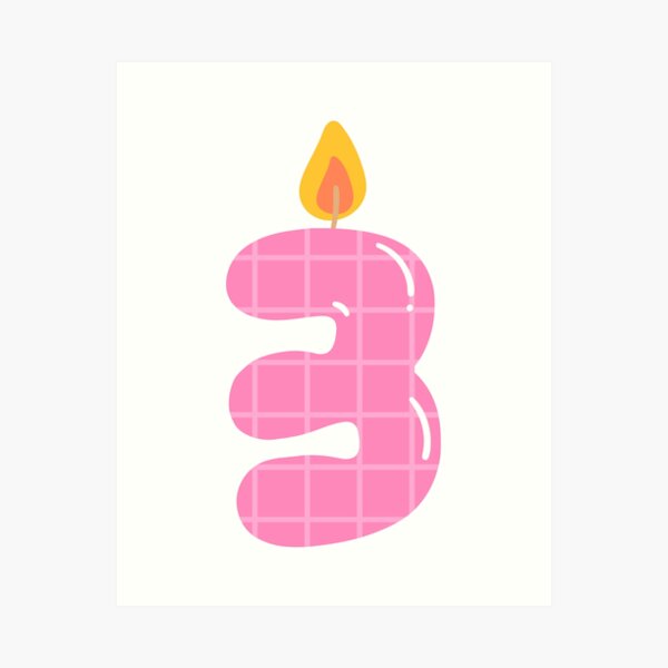 Item preview, Kids hand drawn cute party candle number 3 designed and sold by nuchz.