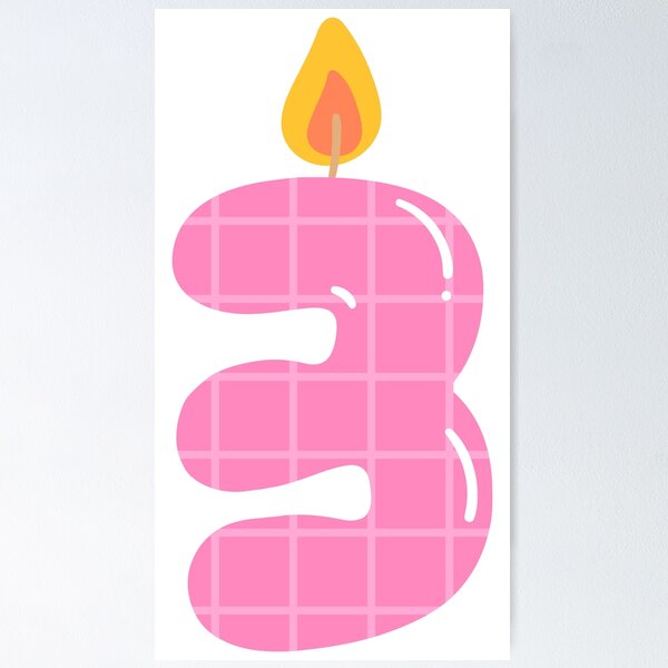 Item preview, Kids hand drawn cute party candle number 3 designed and sold by nuchz.