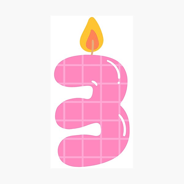 Item preview, Kids hand drawn cute party candle number 3 designed and sold by nuchz.