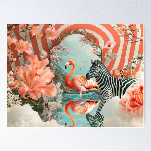Item preview, zebra and flamingo  designed and sold by Ladidia.
