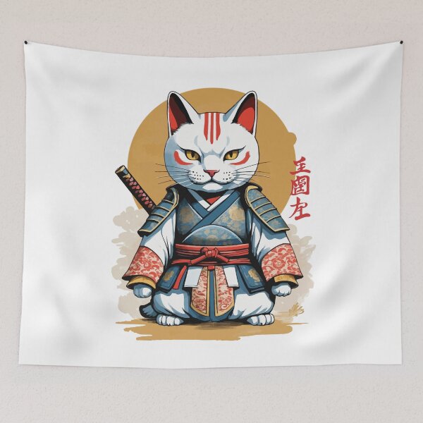 Item preview, Samurai Cat Japanese Artwork Anime Design designed and sold by LuminOrb.