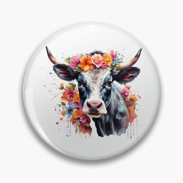 Item preview, a cow with flower wreath - white background designed and sold by Rose Design & Photos.