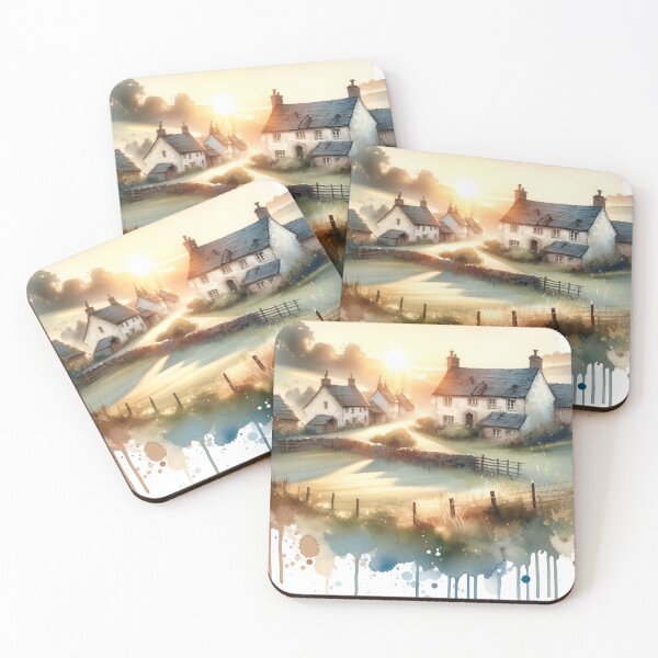 Item preview, Sunrise Cottages - Hermosa acuarela designed and sold by DepictionDesign.