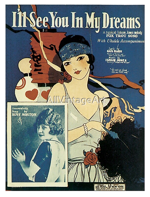 "Vintage Sheet Music Songbook Cover I'll See You In My Dreams 1924" by