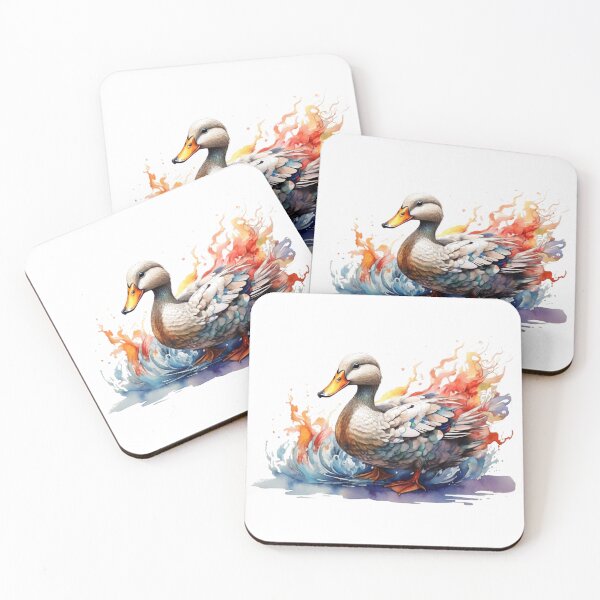 Artikelvorschau,  Eine Ente als digitales Aquarell- weißer Hintergrund entworfen und verkauft von Rose Design & Photos.