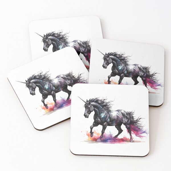 Item preview, a black unicorn as a digital watercolor - white background designed and sold by Rose Design & Photos.