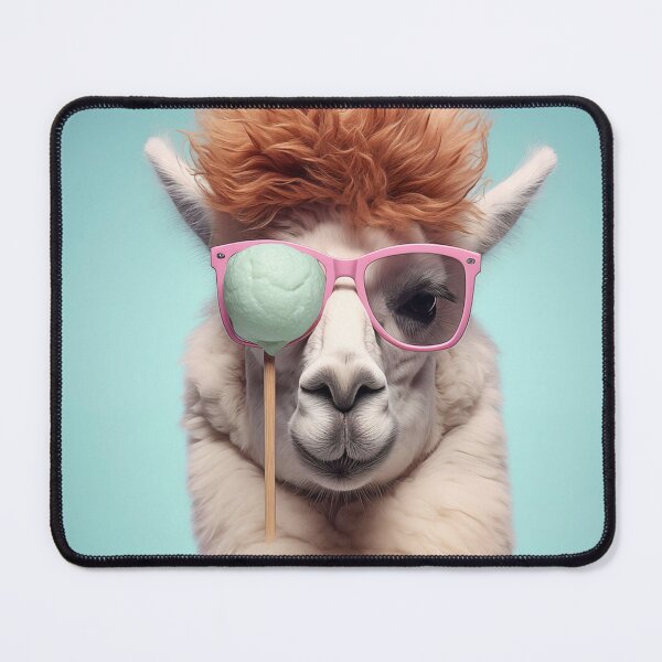 Item preview, Funny alpaca with glasses and ice cream. Animal art designed and sold by GiriaGallery.