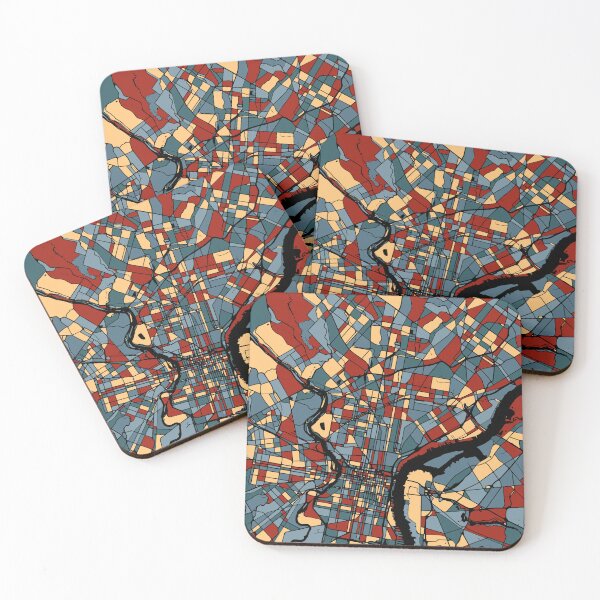 Item preview, Philadelphia Earthtone Map - Colorful Abstract Art Print designed and sold by Stadify.