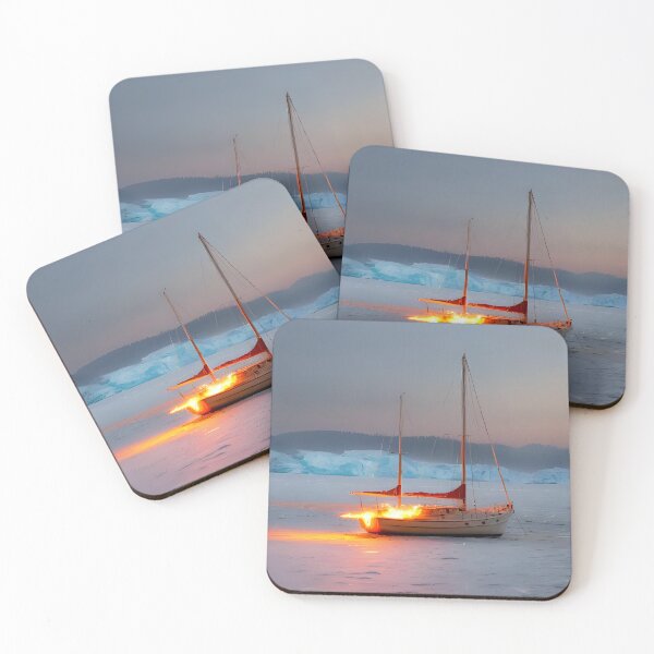 Item preview, Boat on fire, on the water. designed and sold by Nomad-Maynard.