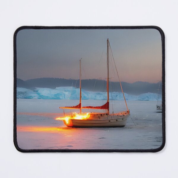 Item preview, Boat on fire, on the water. designed and sold by Nomad-Maynard.