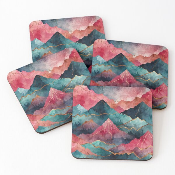 Item preview, Montañas de acuarela rosa y azul. designed and sold by PatternPuppy.