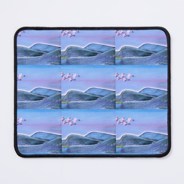 Item preview, Gregarious Flamingos flying over hills and lake designed and sold by annenambiro.