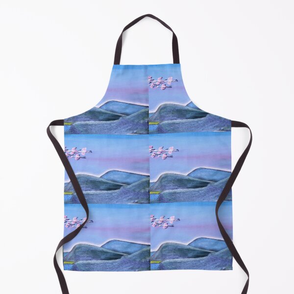 Item preview, Gregarious Flamingos flying over hills and lake designed and sold by annenambiro.