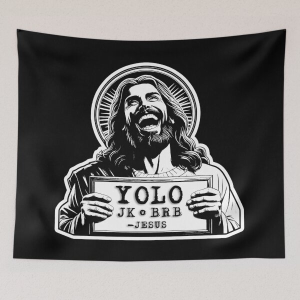 Item preview, YOLO JK BRB Jesus designed and sold by plushism.