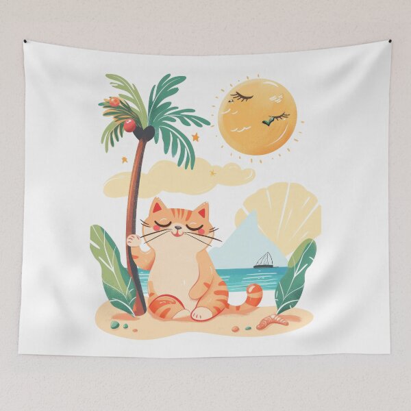 Item preview, cat on the beach designed and sold by Ladidia.