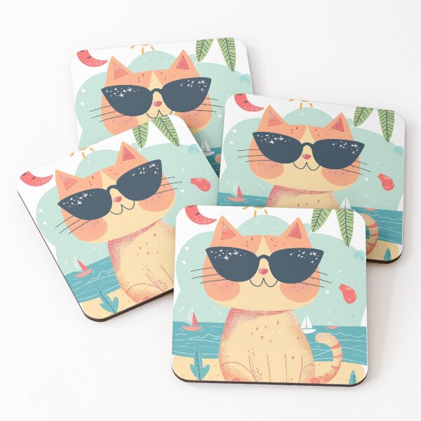 Item preview, cat relax on the beach designed and sold by Ladidia.