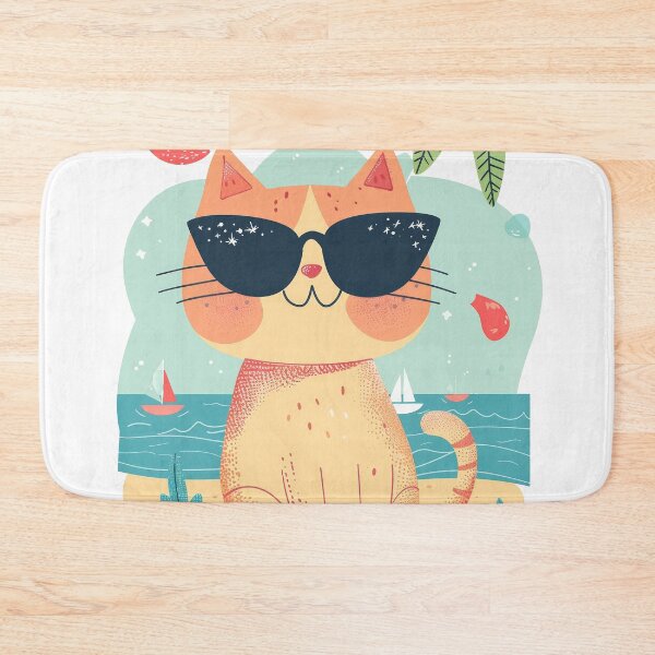 Item preview, cat relax on the beach designed and sold by Ladidia.