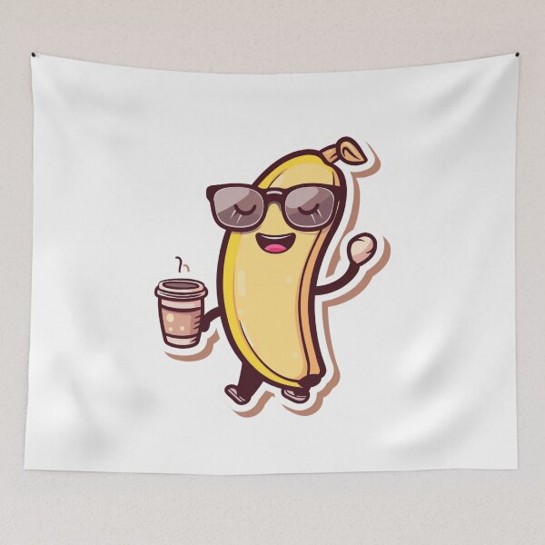 Artikelvorschau, Banane mit Tasse Kaffee entworfen und verkauft von NicolasGlowArt.
