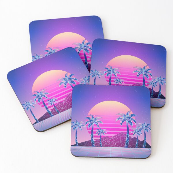 Item preview, Vaporwave low poly Palm trees and mountains designed and sold by AnnArtshock.