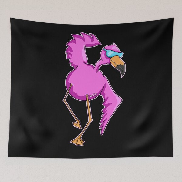 Item preview, Dancing Flamingo - black background designed and sold by Themys24.