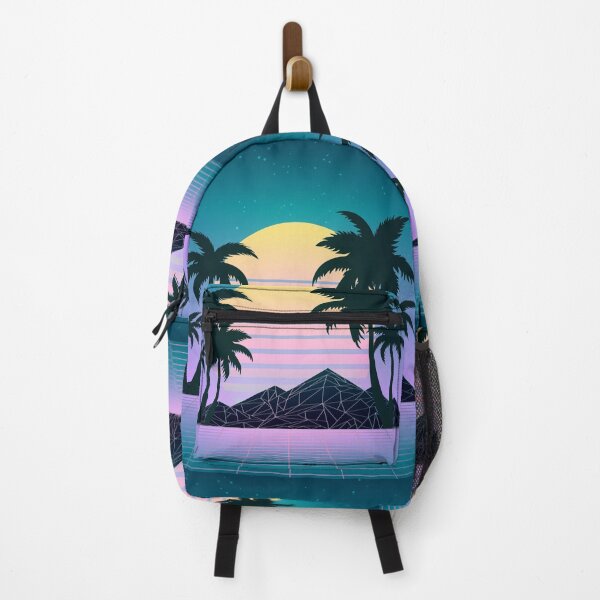 Item preview, Vaporwave Palm trees silhouettes and mountains designed and sold by AnnArtshock.