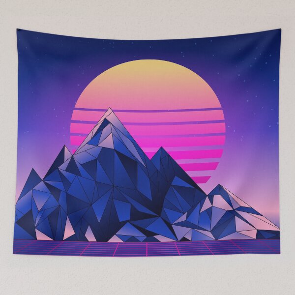 Item preview, Low poly mountains Vaporwave designed and sold by AnnArtshock.