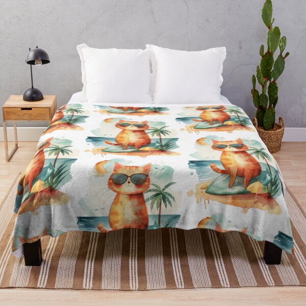 Item preview, watercolor cat on the beach designed and sold by Ladidia.