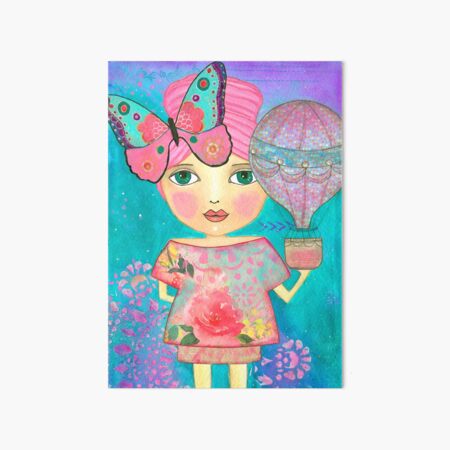 Be Free Whimsical Girl Mixed Media Art Board Print