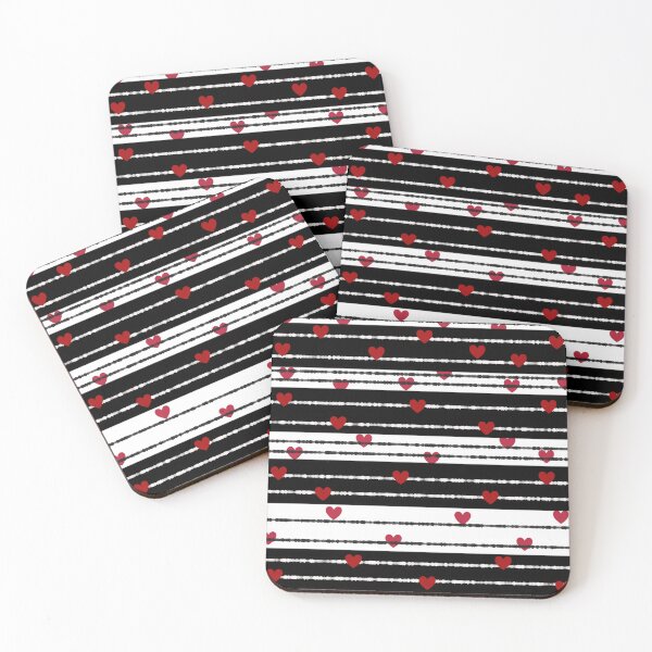 Item preview, Black and White Stripes with Red Hearts  designed and sold by JaygiesDesign.