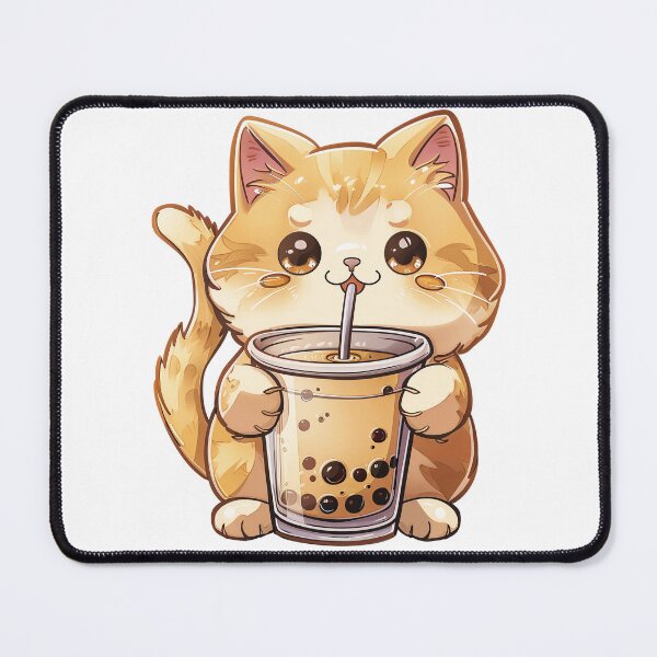 Item preview, Cute Kawaii Cat Drinking Boba Milk Tea  Japanese Kitty designed and sold by BerraART.