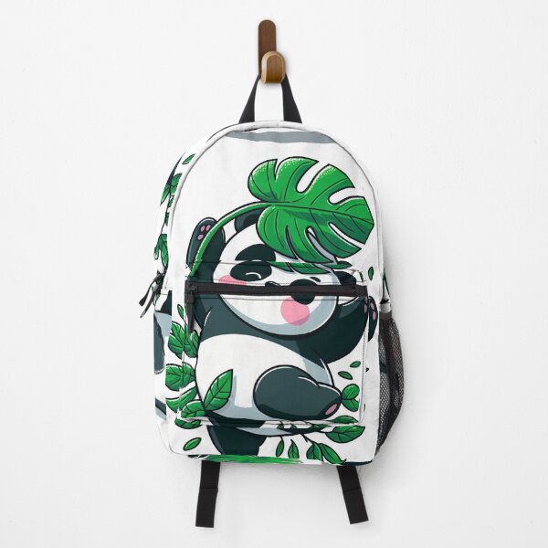 Item preview, Happy Panda, Panda dance, Monstera Deliciosa Leaves, Swiss Cheese Monstera, digital art, airoids sticker designed and sold by Printed Mistakes.