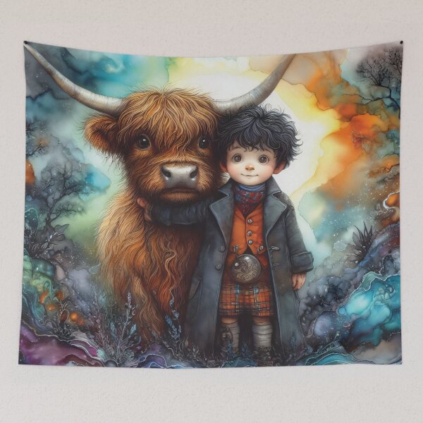 Item preview, Cute Boy and his Highland Cow designed and sold by edgecreative.