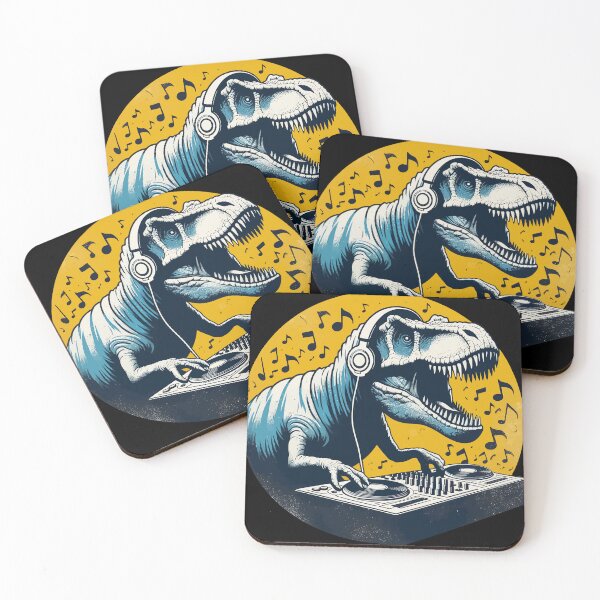 Item preview, Funny Tyrannosaurus Dinosaur DJ Wearing Headphones designed and sold by TomFrontierArt.