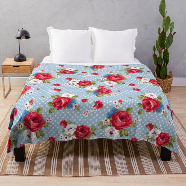 Item preview, Polka dot,Blue,red, white.Vintage flowers,shabby,rustic,roses,summer pattern  designed and sold by MariaMarinova.