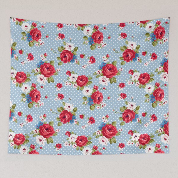 Item preview, Polka dot,Blue,red, white.Vintage flowers,shabby,rustic,roses,summer pattern  designed and sold by MariaMarinova.