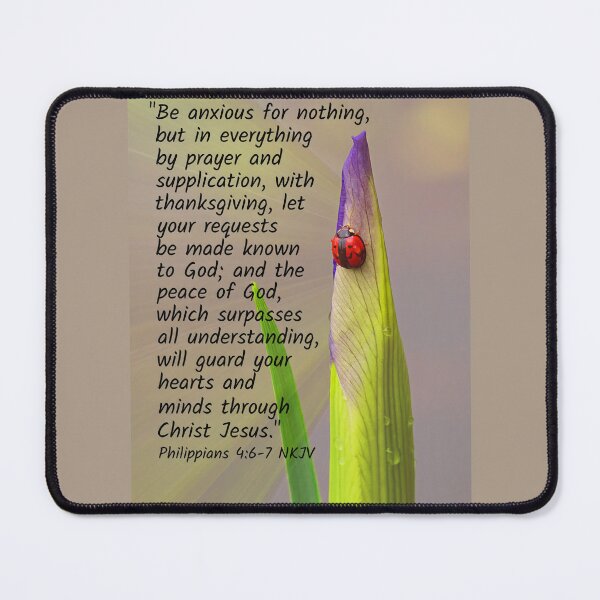 Item preview, Philippians 4:6-7 Prayer Gratitude with Ladybug on Iris Bud designed and sold by Linda Walsh.