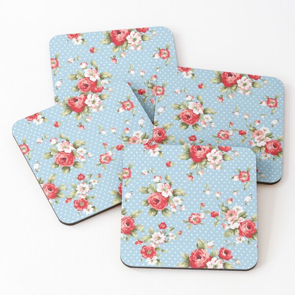 Item preview, Polka dot,Blue,red, white.Vintage flowers,shabby,rustic,roses,summer pattern  designed and sold by MariaMarinova.