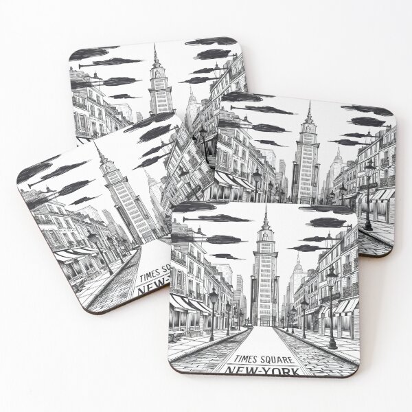 Item preview, vintage ink drawing of times square street newyork designed and sold by metebf.