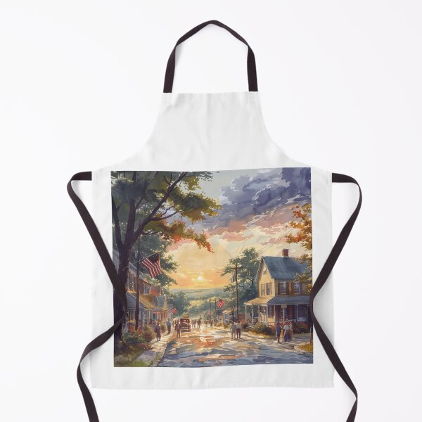 Item preview, Small Town at Sunset with Flags designed and sold by palmyst.
