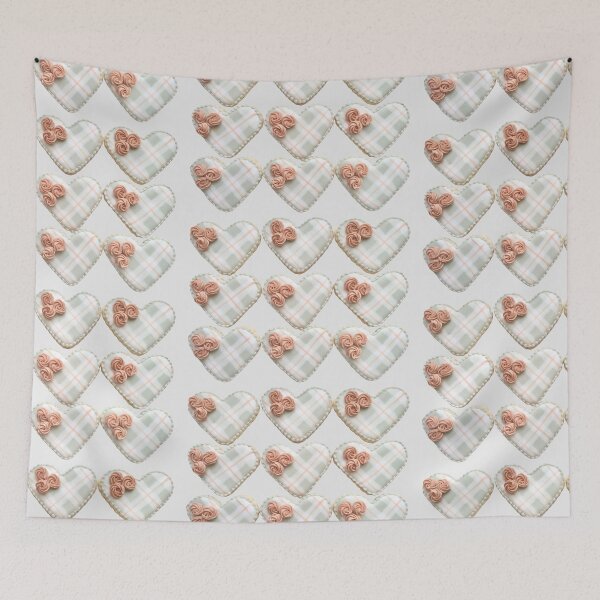 Item preview, Grey tartan check heart royal icing cookies designed and sold by aiko-p.