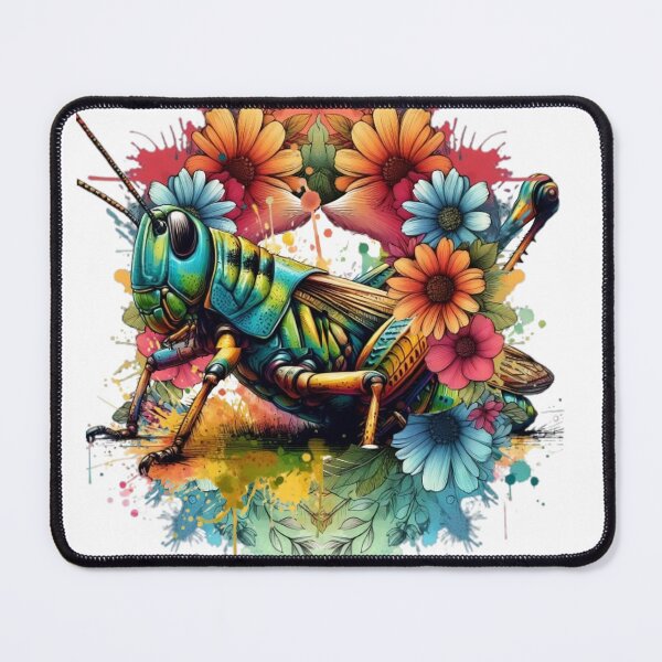 Item preview, A beautiful grasshopper with various colorful leaves and flowers around designed and sold by Marcoshop10.