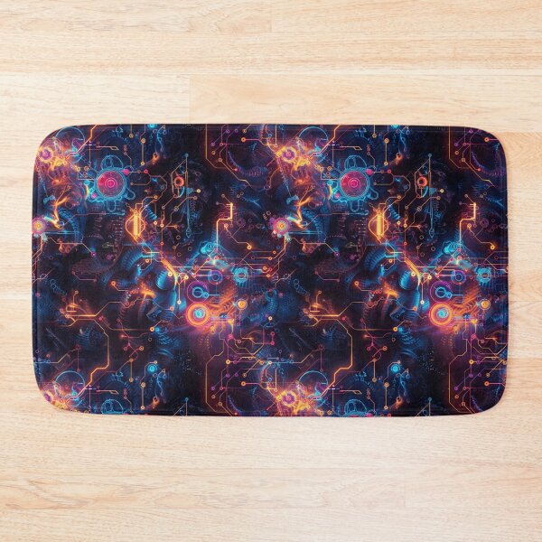 Item preview, Abstract Neon Circuitry on Dark Background designed and sold by palmyst.
