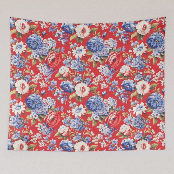 Item preview, Blue,red, white.Vintage flowers,shabby,rustic,roses,summer pattern  designed and sold by MariaMarinova.