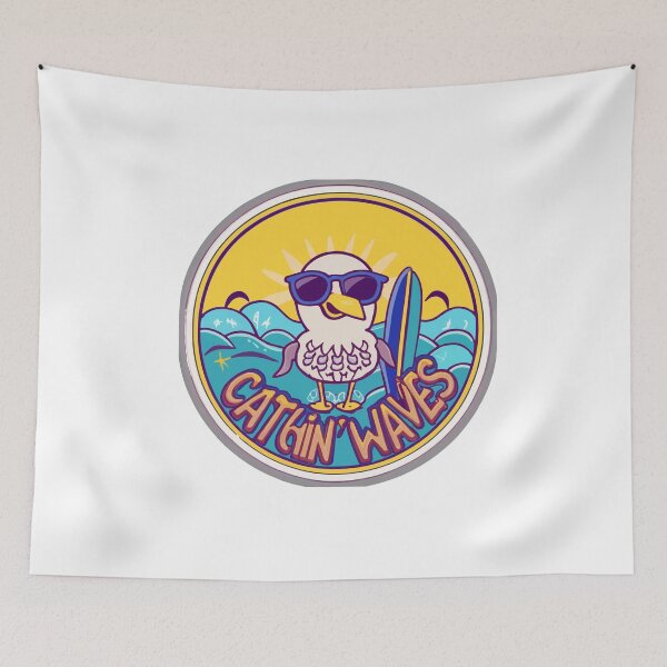 Item preview, Catchin' Waves - Cool Surfer Seagull with Surfboard designed and sold by NiftyWrx.