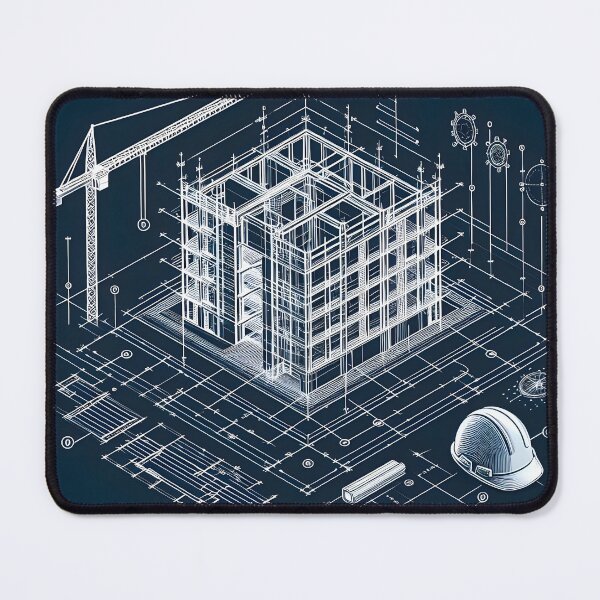 Item preview, Architectural Blueprint Art | Digital Construction Design | Engineering Blueprints | Modern Building Plans designed and sold by PandaTShirtShop.